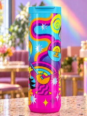 Starbucks Pride 2023 Tim Singleton Rainbow Fan Stainless Steel Tumbler 16oz NWT